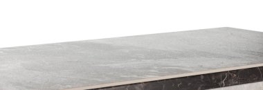 Gri mermer masa beyaza izole edilmiş. Tasarım için boşluk