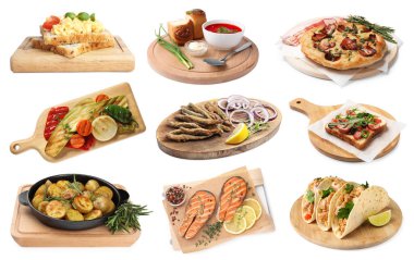 Beyaz tabaklarla servis panoları ayrı, set.