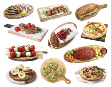 Beyaz tabaklarla servis panoları ayrı, set.