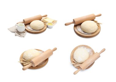 Hamurlu merdane beyaza izole edilmiş, set