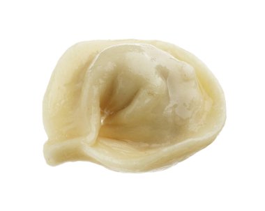 Bir lezzetli haşlanmış hamur köftesi, beyazın üzerinde izole edilmiş.