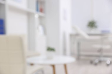 Sağlık ofisindeki bekleme alanının bulanık görüntüsü