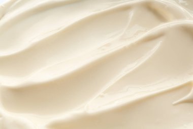 Arka plan olarak lezzetli mayonez sosu, yakın çekim görünümü