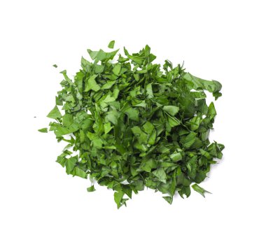 Doğranmış maydanoz yaprakları beyaz, üst manzara