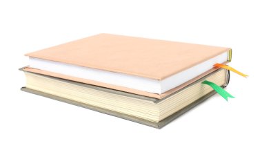 Beyaz üzerine izole edilmiş kurdele yer imlerine sahip kitaplar