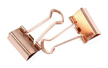 Üst görünümde izole edilmiş altın klasör klipleri