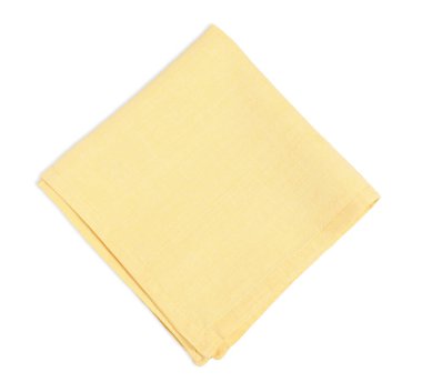 Bir açık sarı katlanmış peçete beyaz, üst manzara