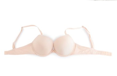 Güzel bej sütyen, beyaz görünümde izole edilmiş.