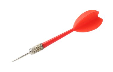 Havada beyaz üzerine izole edilmiş bir kırmızı ok.