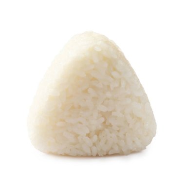 Pirinç topu (onigiri) beyaz üzerine izole edilmiş. Geleneksel Japon yemeği