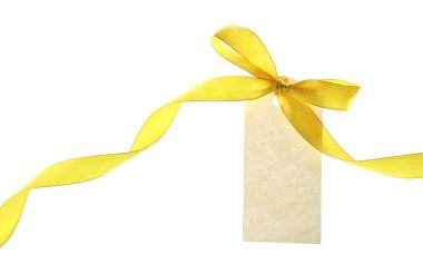 Beyaz üzerine izole edilmiş kurdele yayı ile boş etiket