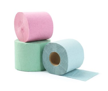 beyaz izole renkli tuvalet kağıdı ruloları