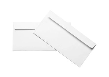 Zarflar beyaza izole edilmiş, üst manzara. Tasarım için model