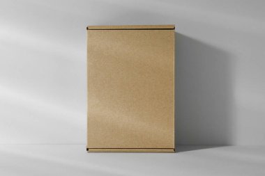 Beyaz arka planda boş bir karton kutu. Tasarım için model