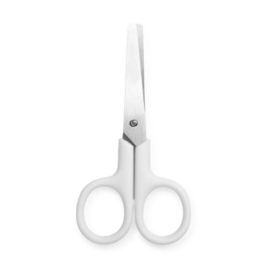 Beyaz, üst görünümde izole edilmiş bir makas.