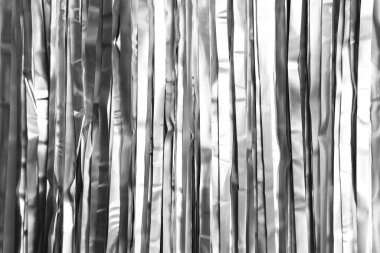 Arkaplan olarak parlak gümüş folyo perde, yakın plan