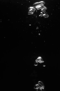 Koyu arkaplanda birçok su kabarcığı, yakın plan