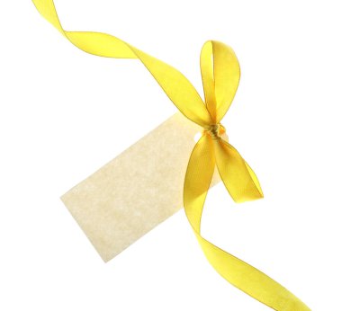 Beyaz üzerine izole edilmiş kurdele yayı ile boş etiket