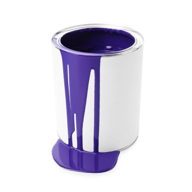 Can with purple paint isolated on white