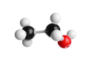 Molecule of ethanol isolated on white. Chemical model