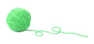 Ball of light green yarn isolated on white