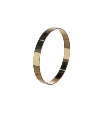 Stylish golden bracelet in air isolated on white