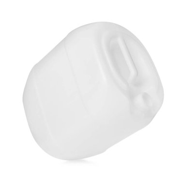 Beyaz arka planda havada bir plastik kutu