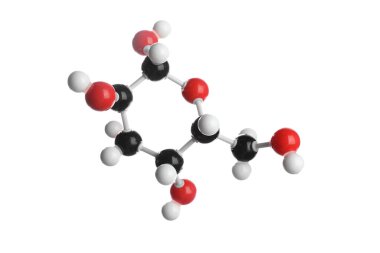 Glikoz molekülü beyaza izole edilmiş. Kimyasal model