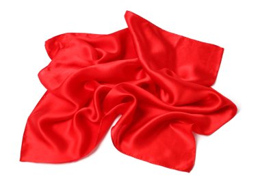 Bir kırmızı mendil beyaza izole edilmiş, üst manzara