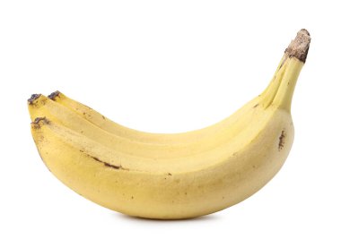 Olgun bir muz beyazda izole edilmiş.