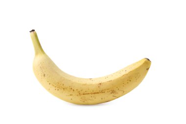 Olgun bir muz beyazda izole edilmiş.
