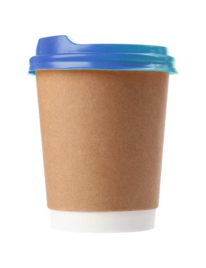One paper takeaway cup on white background