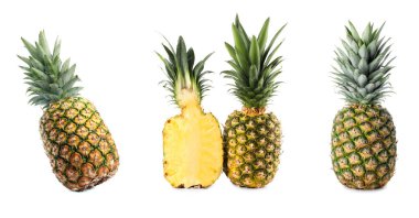 Beyazlar üzerinde izole edilmiş taze ananaslar.