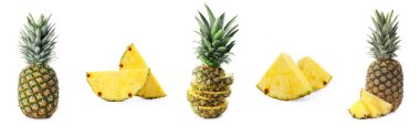 Beyazlar üzerinde izole edilmiş taze ananaslar.