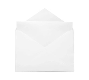 Üstten bakıldığında beyaz kartın olduğu zarf. Tasarım için model