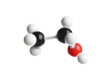 Molecule of ethanol isolated on white. Chemical model