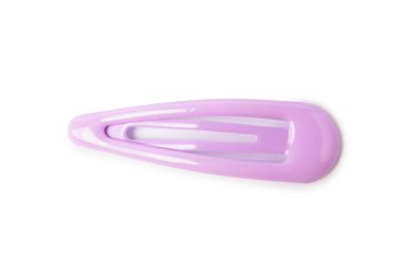 Bir leylak saç tokası beyaza izole edilmiş, üst manzara