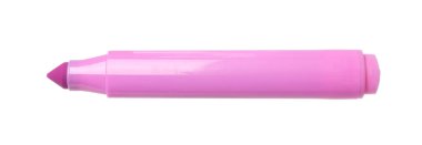 Beyaz üzerine izole edilmiş pembe bir kalem. Sanat arzı