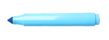 Bir açık mavi işaret beyaz üzerine izole edilmiş. Sanat arzı