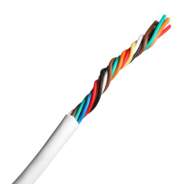 Renkli elektrik kablosu beyaza izole edildi