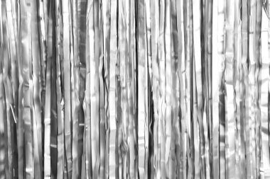 Arkaplan olarak parlak gümüş folyo perde, yakın plan