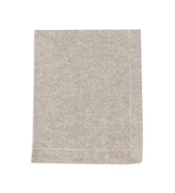 Bir gri katlanmış peçete beyaza izole edilmiş, üst manzara