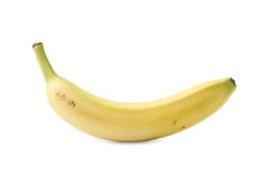 Olgun bir muz beyazda izole edilmiş.