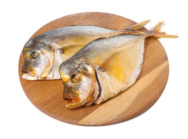 Dried moonfish isolated on white. Salty snack