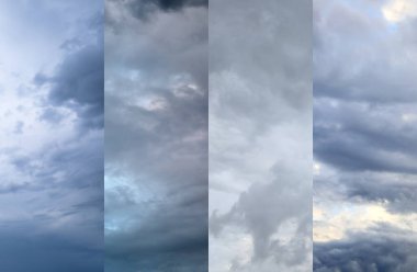 Günün gökyüzü, farklı fotoğrafların kolajı.