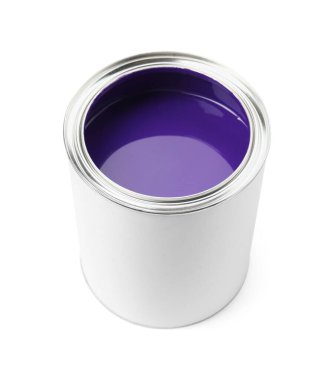 Mor boya kutusu beyaza izole edilmiş.