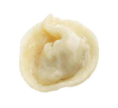 Bir lezzetli haşlanmış hamur köftesi, beyazın üzerinde izole edilmiş.