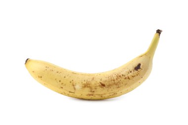 Olgun bir muz beyazda izole edilmiş.