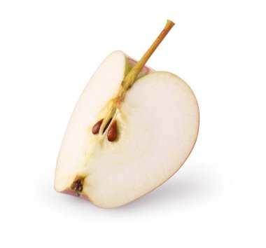 Taze olgun elma parçası beyaza izole edilmiş.