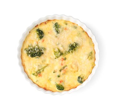 Lezzetli sebze güveci beyaza izole edilmiş, üst manzara.